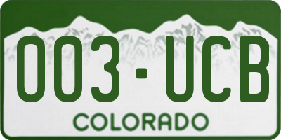 CO license plate 003UCB