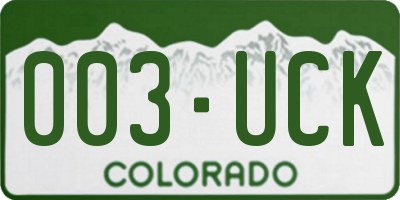 CO license plate 003UCK