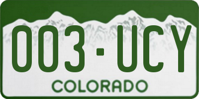 CO license plate 003UCY