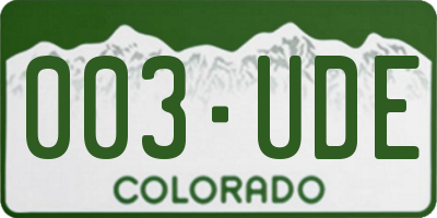 CO license plate 003UDE