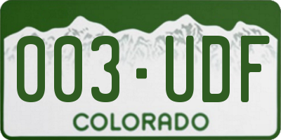 CO license plate 003UDF