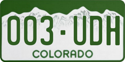 CO license plate 003UDH