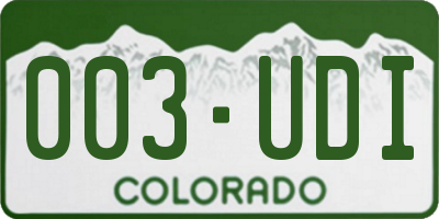 CO license plate 003UDI