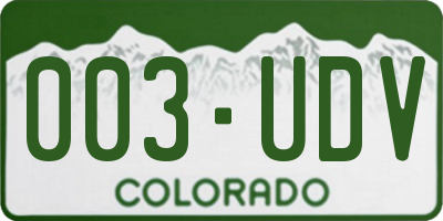 CO license plate 003UDV