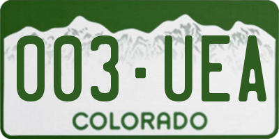 CO license plate 003UEA