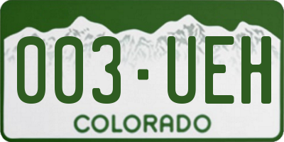 CO license plate 003UEH