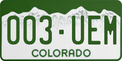 CO license plate 003UEM
