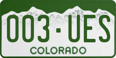 CO license plate 003UES