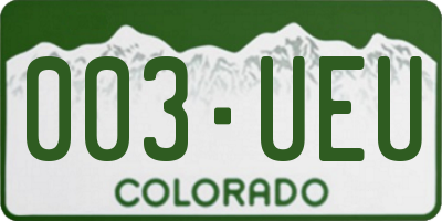 CO license plate 003UEU