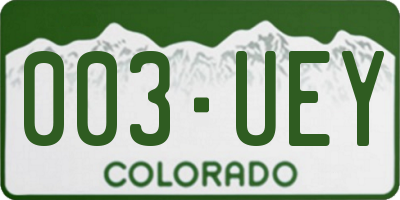 CO license plate 003UEY