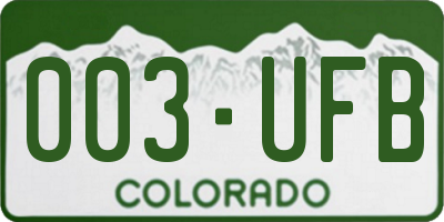 CO license plate 003UFB