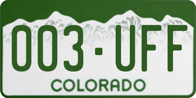 CO license plate 003UFF
