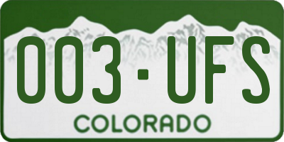 CO license plate 003UFS