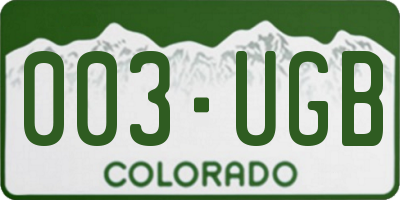 CO license plate 003UGB