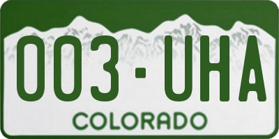 CO license plate 003UHA