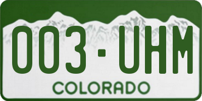 CO license plate 003UHM