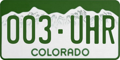 CO license plate 003UHR