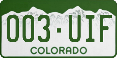 CO license plate 003UIF