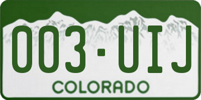 CO license plate 003UIJ