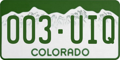 CO license plate 003UIQ