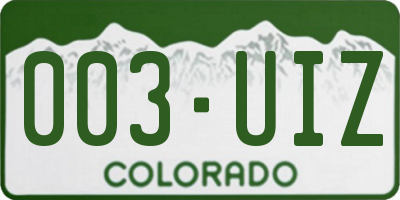 CO license plate 003UIZ
