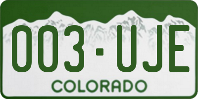 CO license plate 003UJE