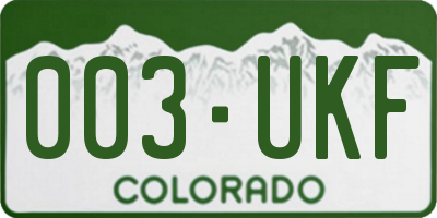 CO license plate 003UKF
