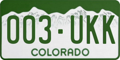 CO license plate 003UKK