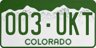 CO license plate 003UKT
