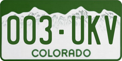 CO license plate 003UKV