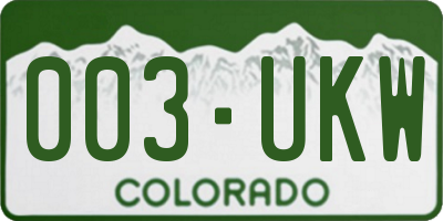 CO license plate 003UKW