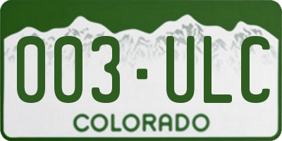CO license plate 003ULC