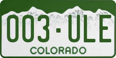 CO license plate 003ULE