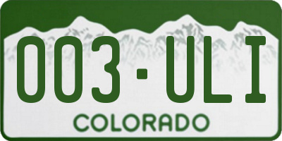 CO license plate 003ULI