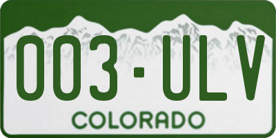 CO license plate 003ULV