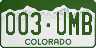 CO license plate 003UMB