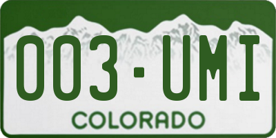 CO license plate 003UMI