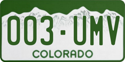 CO license plate 003UMV