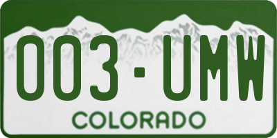 CO license plate 003UMW