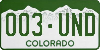 CO license plate 003UND