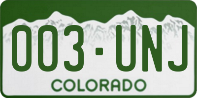 CO license plate 003UNJ