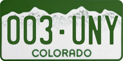 CO license plate 003UNY
