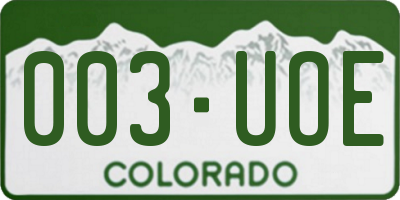 CO license plate 003UOE