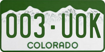 CO license plate 003UOK