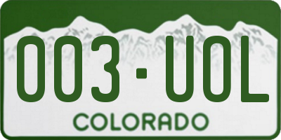 CO license plate 003UOL