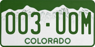 CO license plate 003UOM