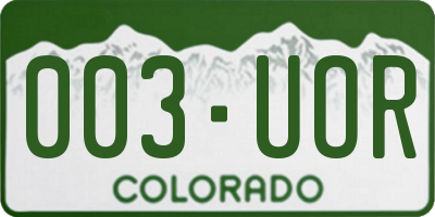 CO license plate 003UOR