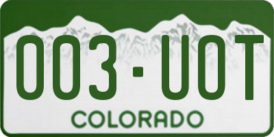 CO license plate 003UOT
