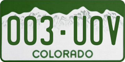 CO license plate 003UOV
