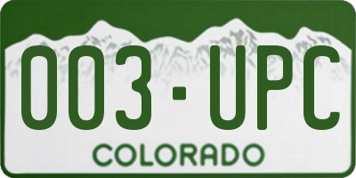 CO license plate 003UPC
